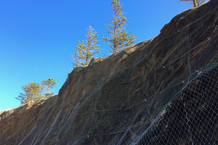 metal mesh to hold stones, breakage and safety net, means to prevent stone fallsの写真素材