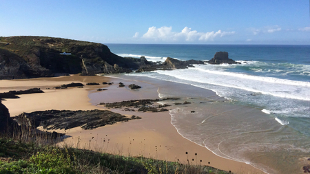 beautiful seascape, rocks near the sea, waves and surfの写真素材