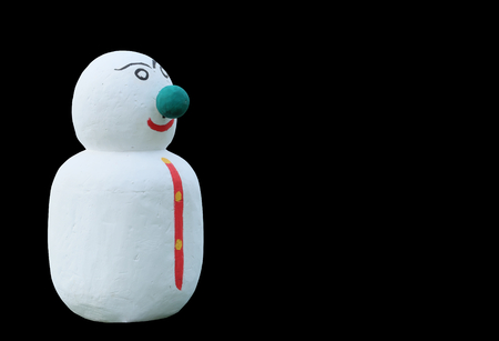 snowman made from two balls, sculpture of a snowman, isolatedの写真素材