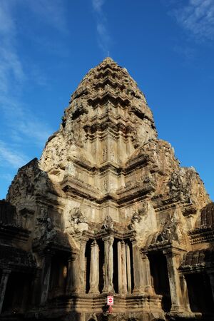 Central Tower of Angkor Wat in Siem Reap, Cambodia. The architectural art of the ancient Khmer.の写真素材