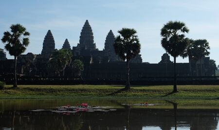 Landscape view of Angkor Wat , a temple complex in Siem Reap Cambodiaの写真素材