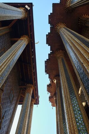 Clearance of the blue sky between the roofs of Buddhist temples.