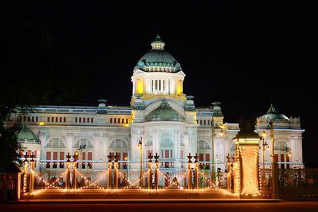 The Royal Palace in Bangkok at night illuminated by festive lights. The residence of the Thai king.のeditorial素材