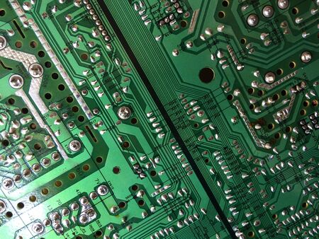Part of a printed circuit board of a computer.
