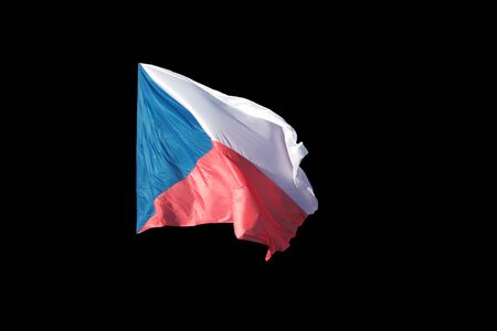 Czech Republic flag waving in the wind. Isolated on background.の写真素材