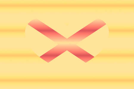 Abstract flag of Alabama (USA State) in grunge heart shaped. Pastel background. Grain.
