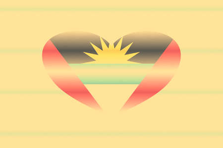 Abstract flag of Antigua and Barbuda in grunge heart shaped. Pastel background. Grain.の写真素材