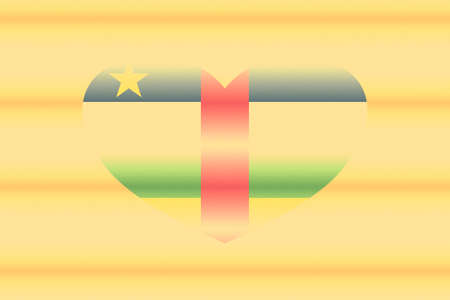 Abstract flag of Central African Republic in grunge heart shaped. Pastel background. Grain.の写真素材