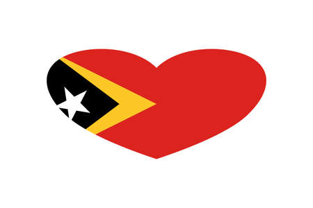 East Timor flag in the heart shape. Isolated on a white background.の写真素材
