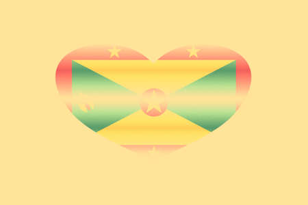 Abstract flag of Grenada in grunge heart shaped. Pastel background. Grain.の写真素材