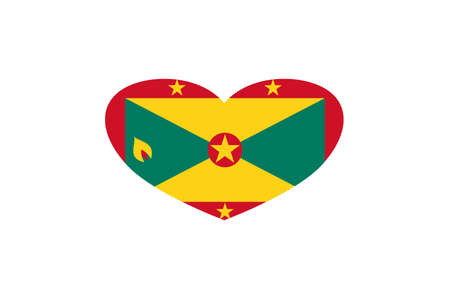 Grenada flag in the heart shape. Isolated on a white background.の写真素材