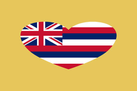 Hawaii (USA State) flag heart shape isolated on background.の写真素材