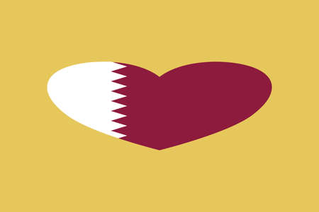 Qatar flag in the heart shape. Isolated on background.の写真素材
