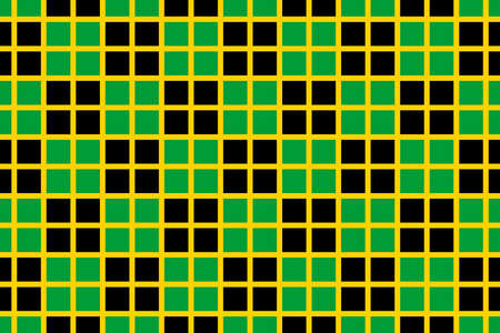 Geometric pattern in the colors of the national flag of Jamaica. The colors of Jamaica.