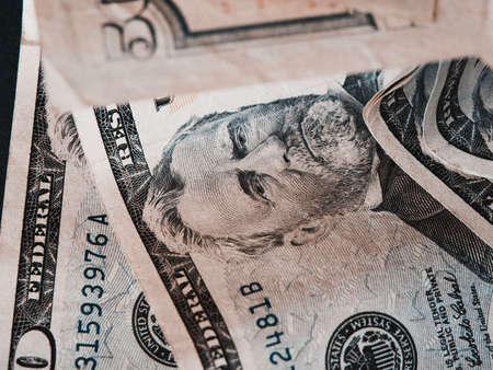 Portrait of President Ulysses S. Grant on a 50 dollar bill. American paper money close-up.の写真素材