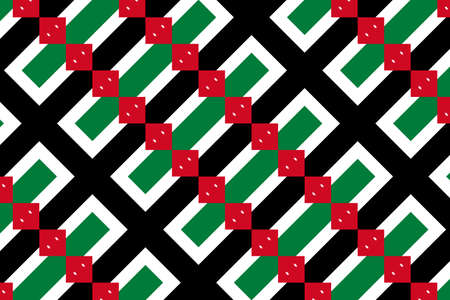 Geometric pattern in the colors of the national flag of Jordan. The colors of Jordan.