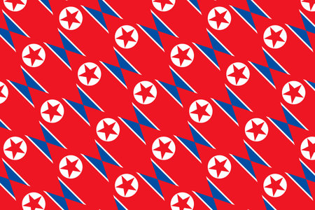 Geometric pattern in the colors of the national flag of North Korea. The colors of North Korea.の写真素材