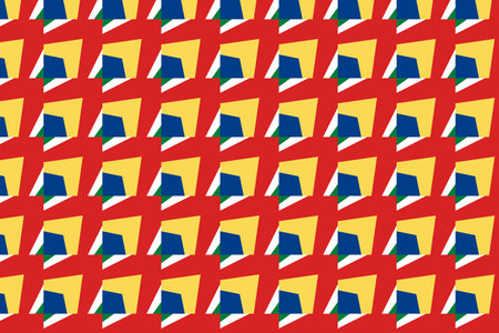 Geometric pattern in the colors of the national flag of Seychelles. The colors of Seychellesの写真素材