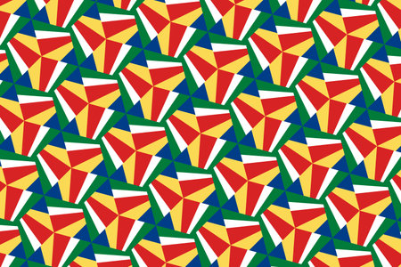 Geometric pattern in the colors of the national flag of Seychelles. The colors of Seychellesの写真素材
