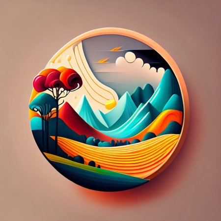 Vistas of Color. Visually pleasing composition of surreal sunset sunrise colors and textures for subject of landscape painting, imagination, creativity and art. Created with generative AI toolsの素材