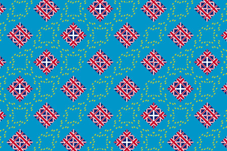 Geometric pattern in the colors of the national flag of Tuvalu. The colors of Tuvalu.の写真素材