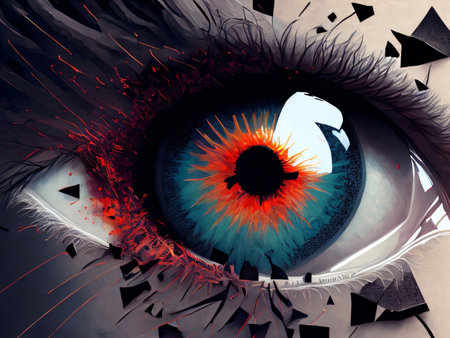 Abstract illustration of human eye. Medicine, view, organ of vision or health concept. Created with generative AI toolsの素材