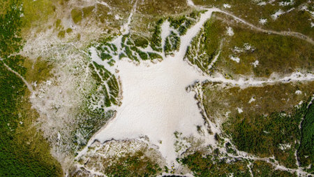slopes, sand dunes in summer in Ireland, top view. Beautiful Irish hills, landscape. Famous Irish...