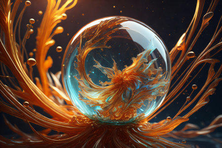 Multicolored background, interplay of shapes on the subject of space, light and energy. Created with generative AI toolsの素材