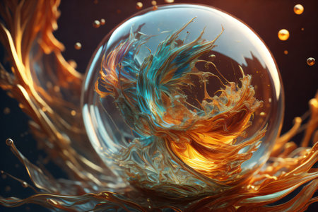 Visual depiction of shapes interplaying on a multicolored background, reflecting concepts of space, sources of light, and energy. Created with generative AI toolsの素材