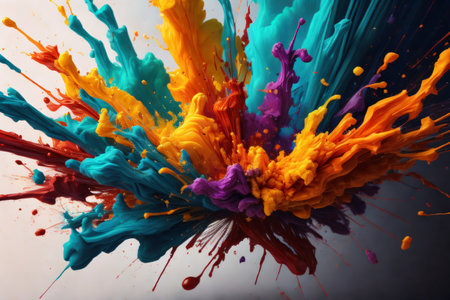 Picture illustrating a blend of colorful paint and rich texture, ideal for projects associated with creativity, imagination, and the field of art. Created with generative AI toolsの素材