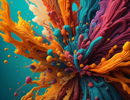 Picture showcasing a fusion of fractal paint and textured elements, suggestive of themes of creative thought, imagination, and art. Created with generative AI toolsの素材