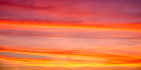 Twilight colors ablaze, evoking awe; perfect for nature art.の写真素材