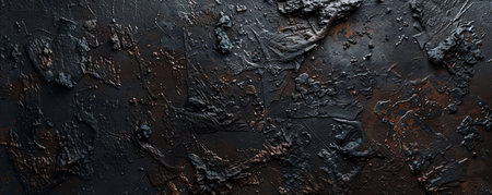 Close-up image showing a dark, rough texture with unique abstract patterns