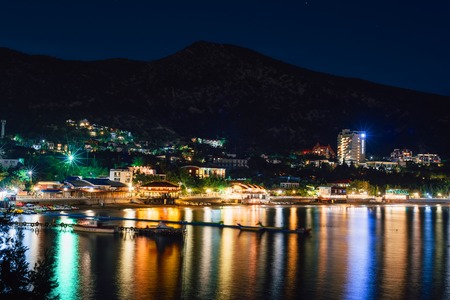 Novyy Svet in Crimea, Russia on the Black Sea in nightの写真素材