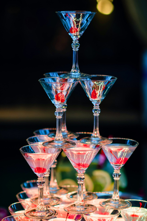 glasses Martini cocktail with bright lightingの写真素材