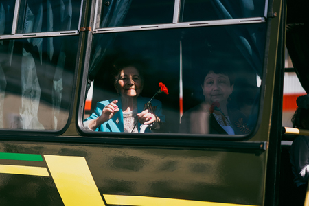 VICHUGA, RUSSIA - MAY 9, 2016: A veteran of World War II on the Victory day Parade in Russia. The...