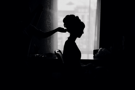 bride make the wedding styling hairの写真素材