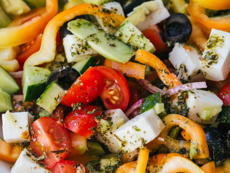 Greek salad with vegetables for healthy foodの写真素材
