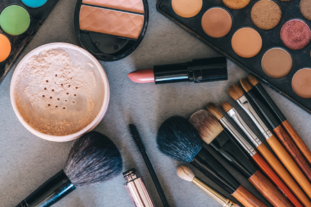 set of professional cosmetics, tools for make-up and care of womens skin. Beauty products.の写真素材
