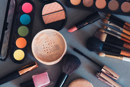 set of professional cosmetics, tools for make-up and care of womens skin. Beauty products.の写真素材