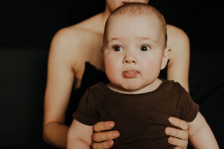 portrait of Caucasian little boy child sonの写真素材