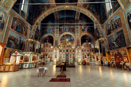 CHURCH OF THE RESURRECTION, VICHUGA, RUSSIA - NOVEMBER 03, 2019: Interior of the Orthodox Christian...