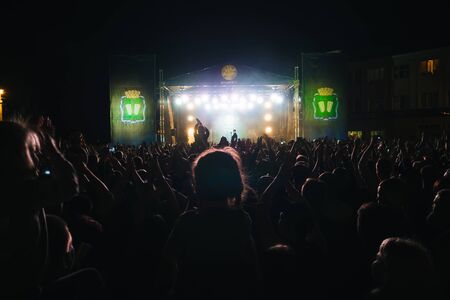 KINESHMA, RUSSIA - AUGUST 30, 2018: Live concert of the popular Russian rap singer Bastaのeditorial素材