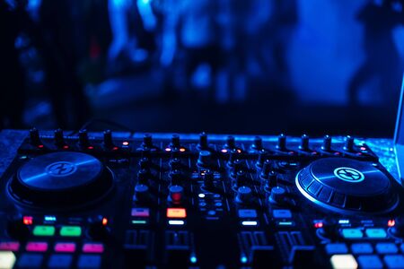 DJ controller panel on for professional music and sound