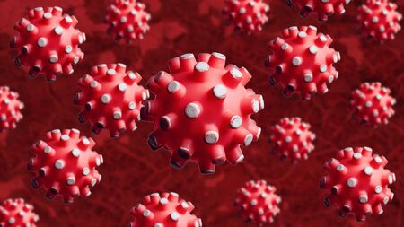 COVID-19 coronavirus cells are microbes of a dangerous infectionの写真素材