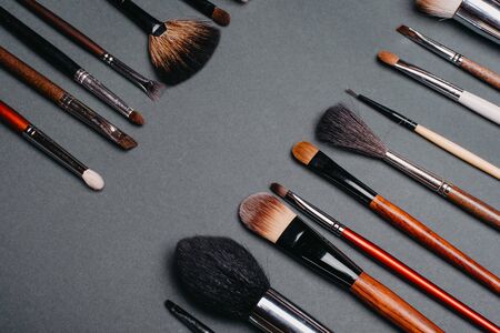 professional set of brushes for eye makeup and face skin careの写真素材