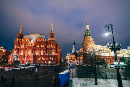 MOSCOW, RUSSIA - DECEMBER 23, 2016: Red Square and State Historical Museum, Moscow, Russiaのeditorial素材