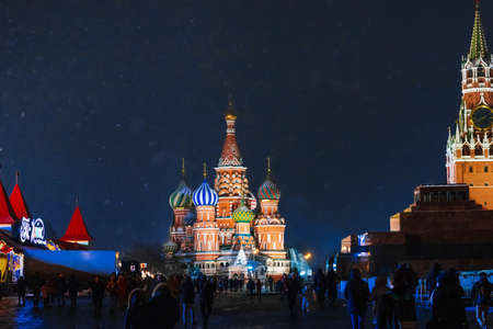 MOSCOW, RUSSIA - JANUARY 31, 2020: Saint Basils Cathedral on red Square in Moscow in Russia