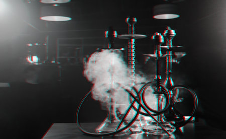 group of hookahs on the table in a restaurant