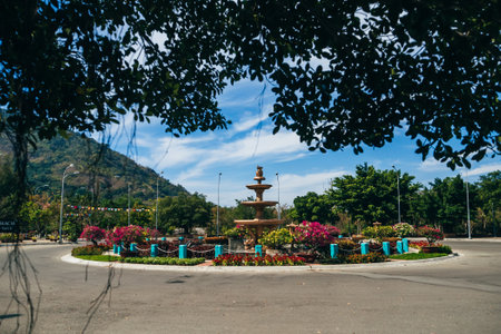 PHAN THIET, VIETNAM - MARCH 7, 2017: Flower bed at the foot of mount Ta Cu in and around Phan Thiet
